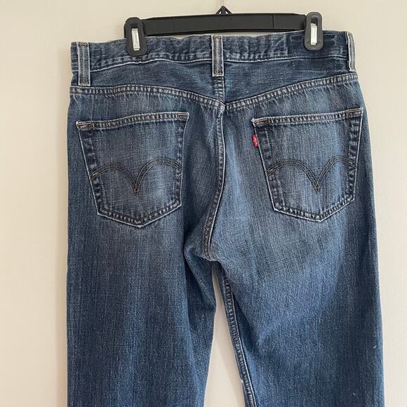 LEVI'S 505 Regular Fit Bleach Smiley Face Denim Jeans Frayed Hem Size 34/30 - Picture 14 of 16